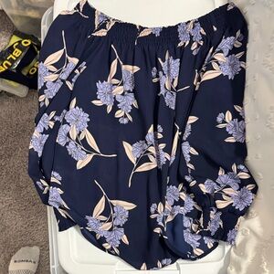Express Navy and Lavender Floral Skirt